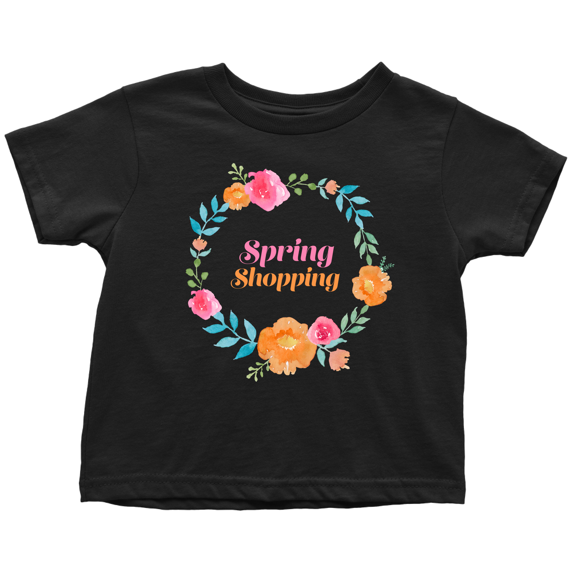 Spring Shopping Floral Wreath Mom & Me T-Shirt Set