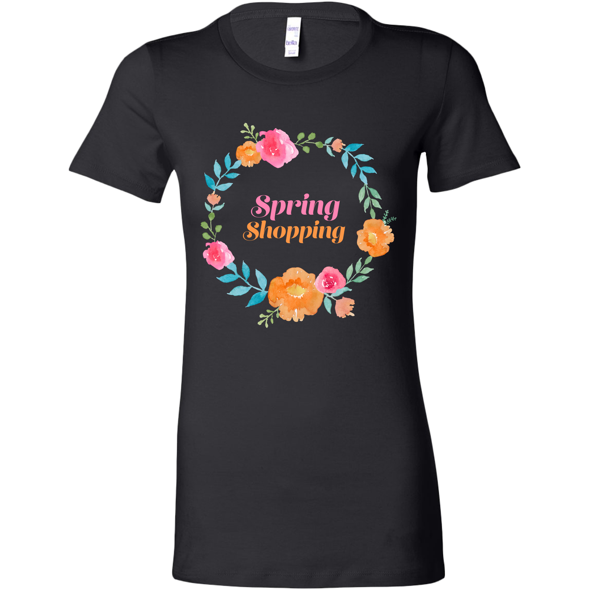 Spring Shopping Floral Wreath Mom & Me T-Shirt Set