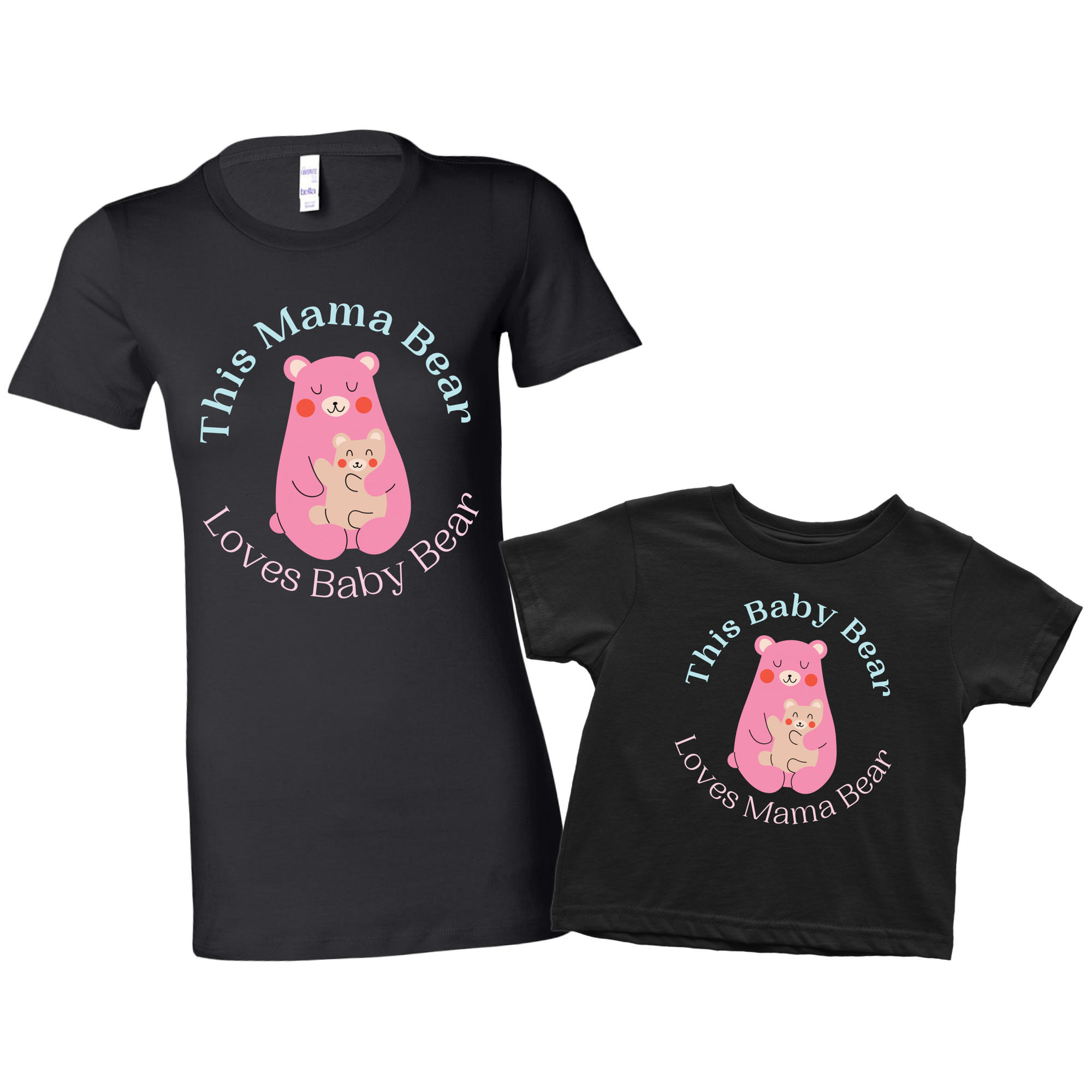 Cuddly Pastel Mommy and Baby Bear Shirt Set