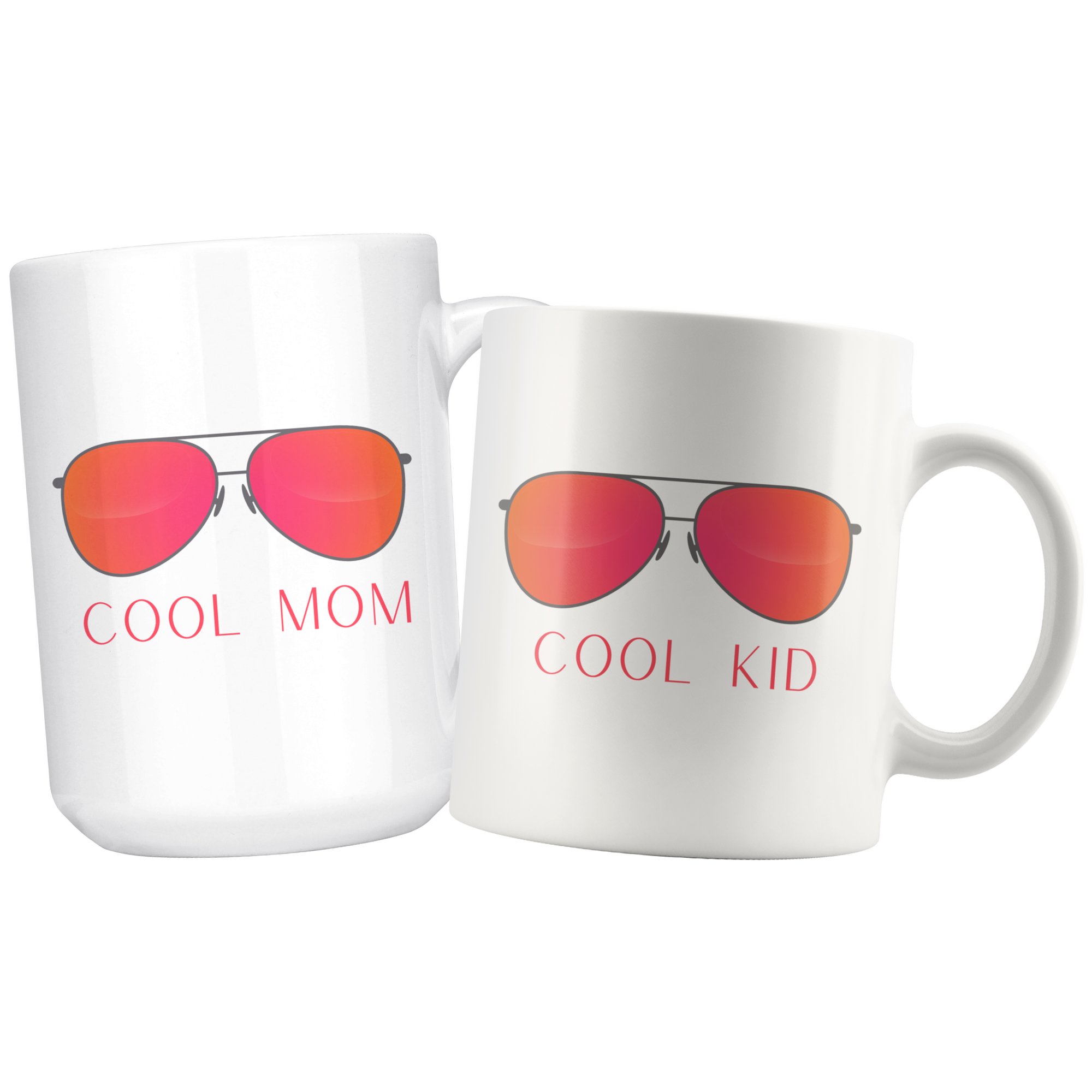 Cool Mom Cool Kid Retro Sunglasses 11oz+15oz Mug Set
