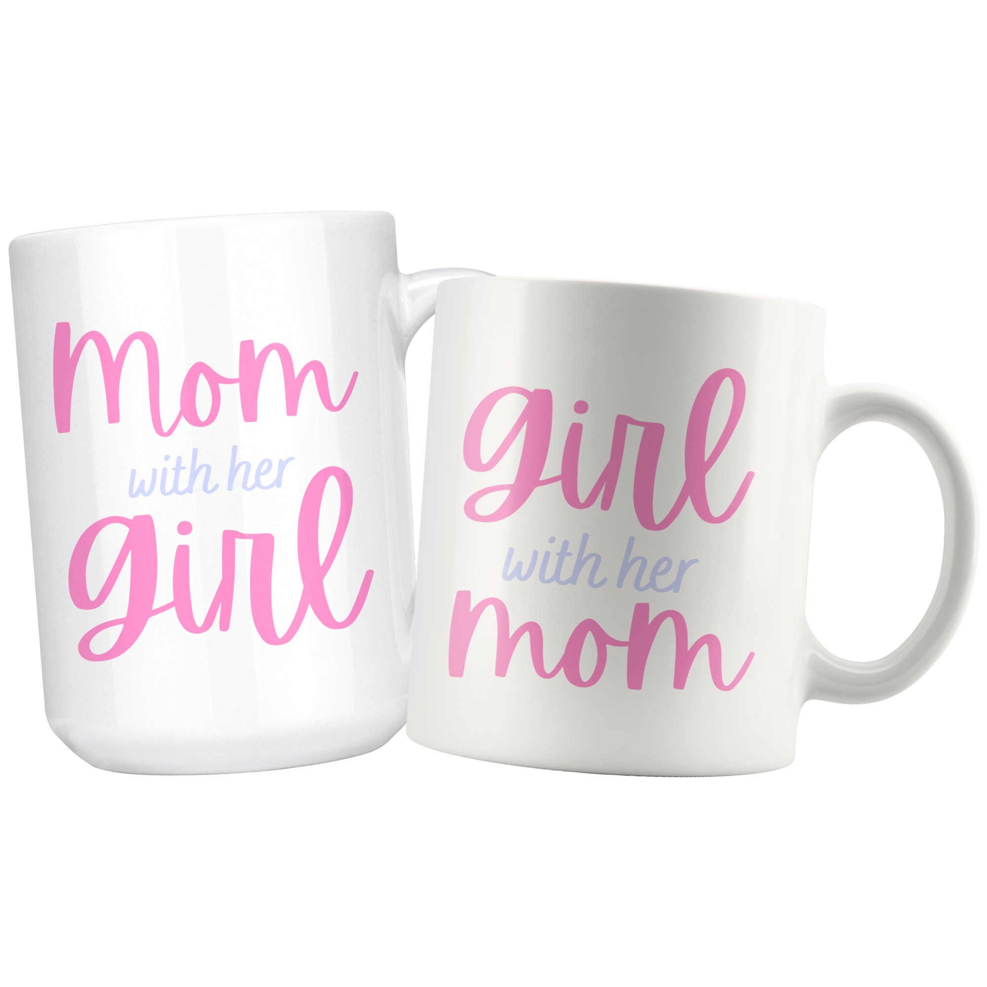 Mommy & Me Cursive Ribbon 11oz+15oz Mug Set