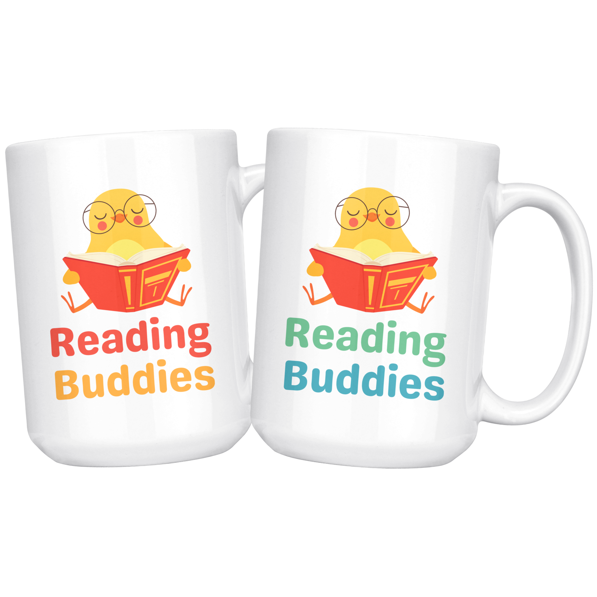 Reading Buddies Cute Bird Orange & Green Mug Set