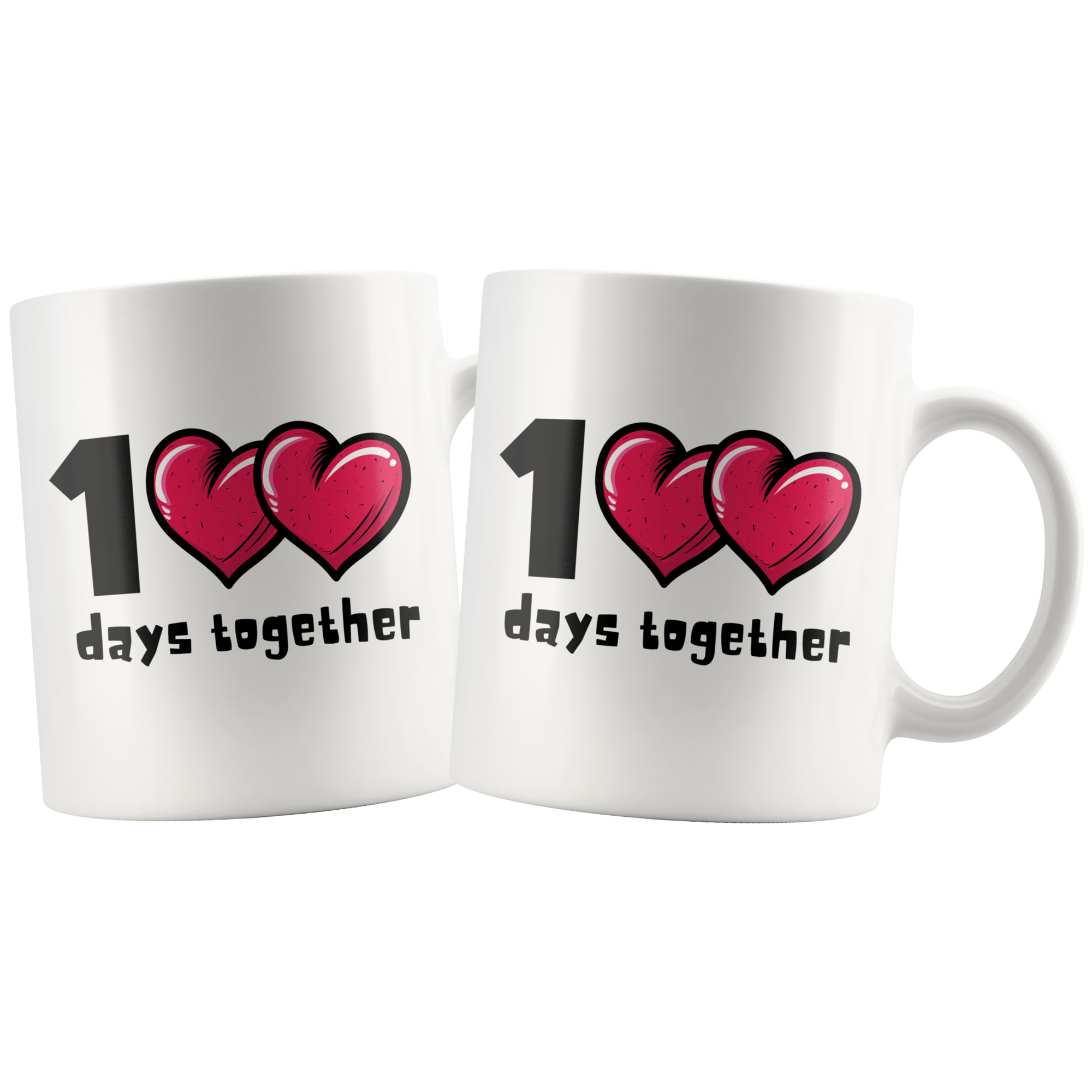 1<3<3 Days Together Cute Bubble Heart Mug Set