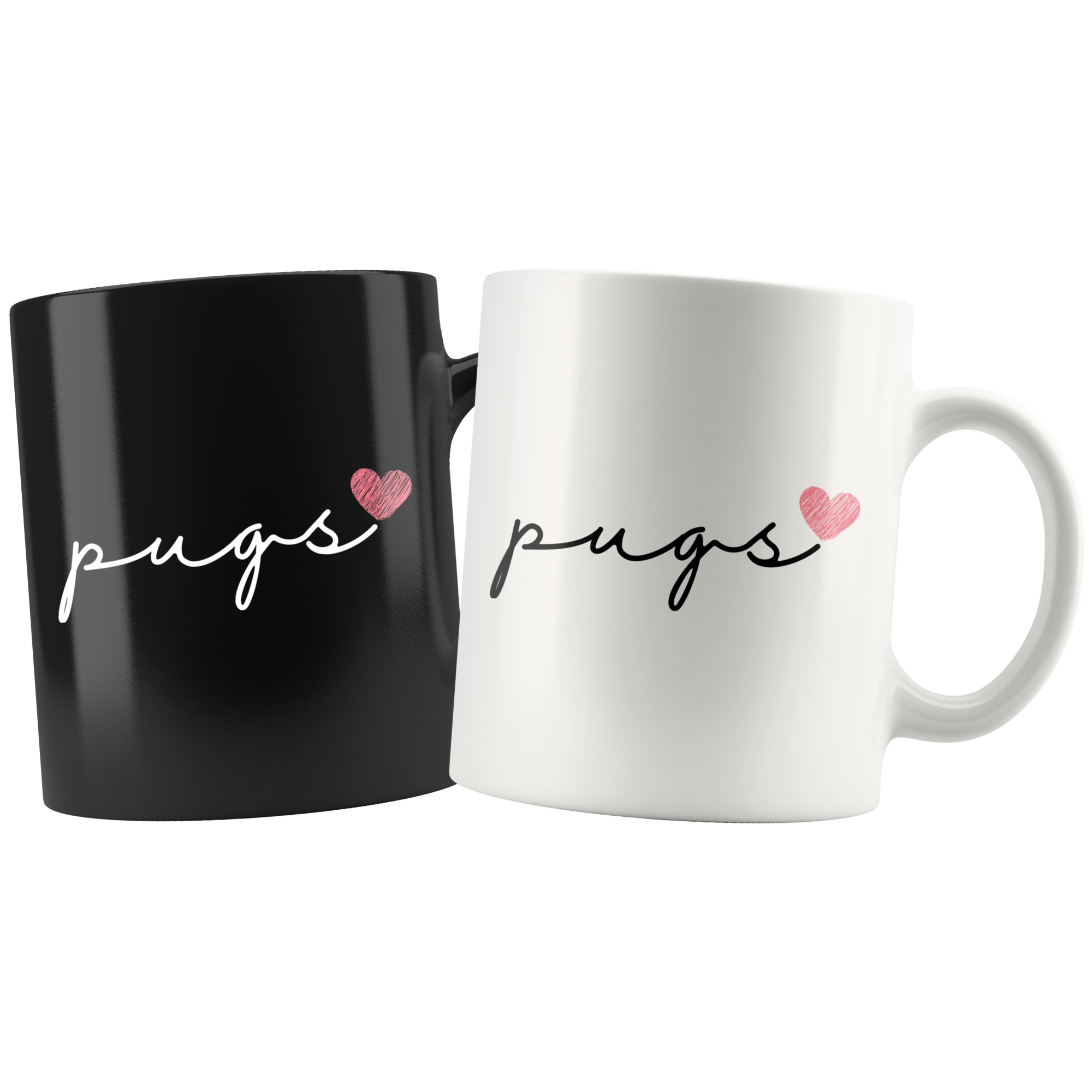 Pugs Love Cursive Mug Set