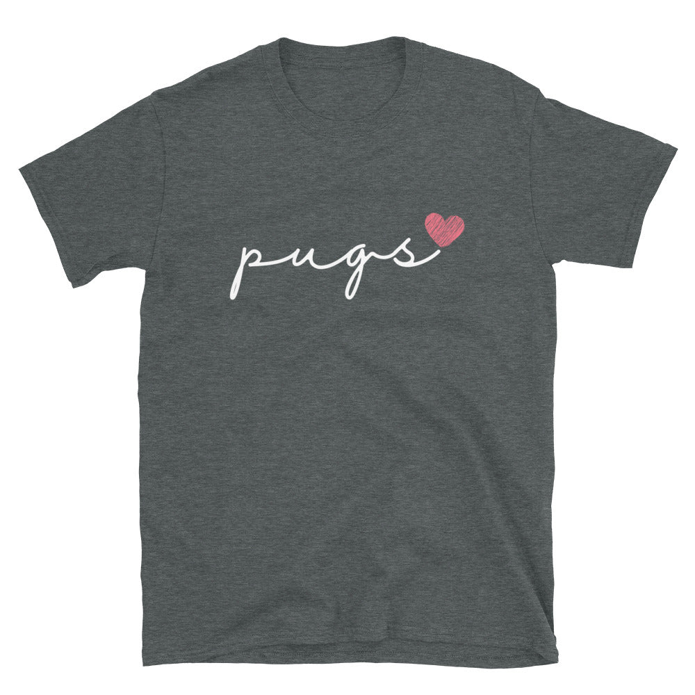 Pugs Love Cursive Unisex T-Shirt