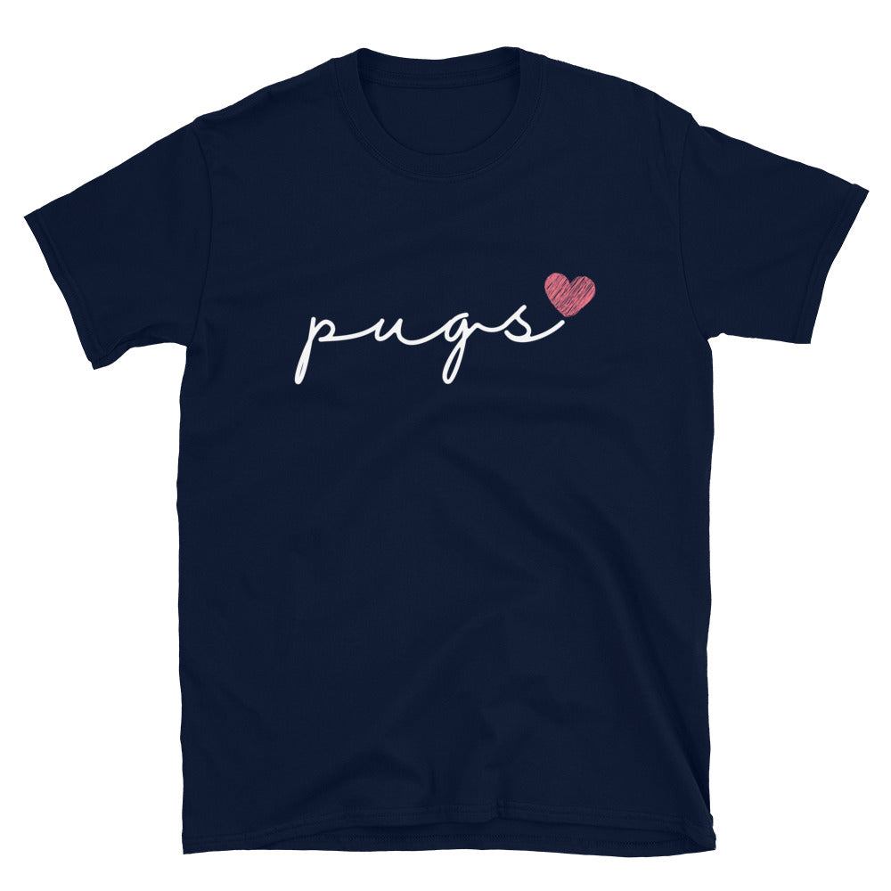Pugs Love Cursive Unisex T-Shirt