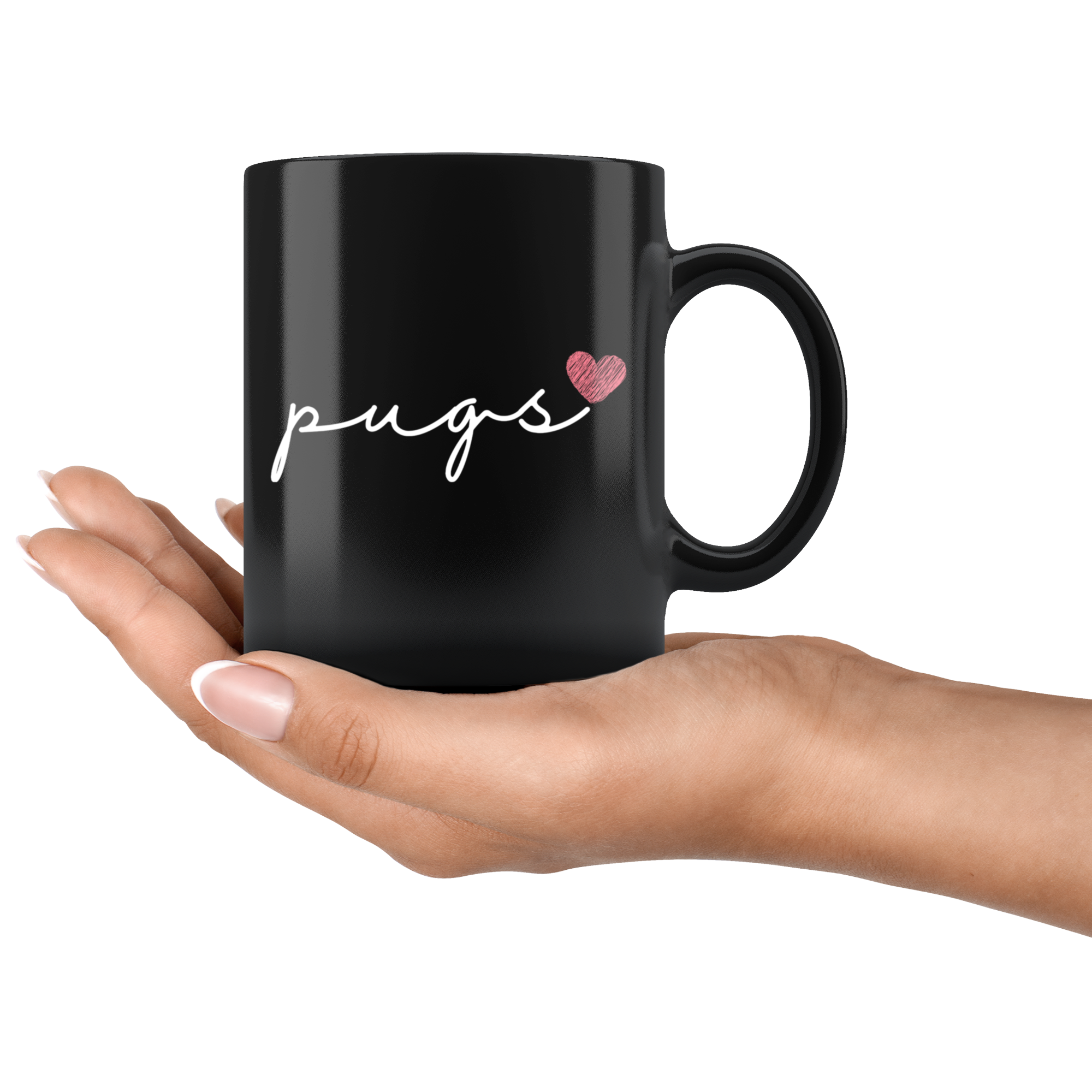 Pugs Love Cursive Mug Set