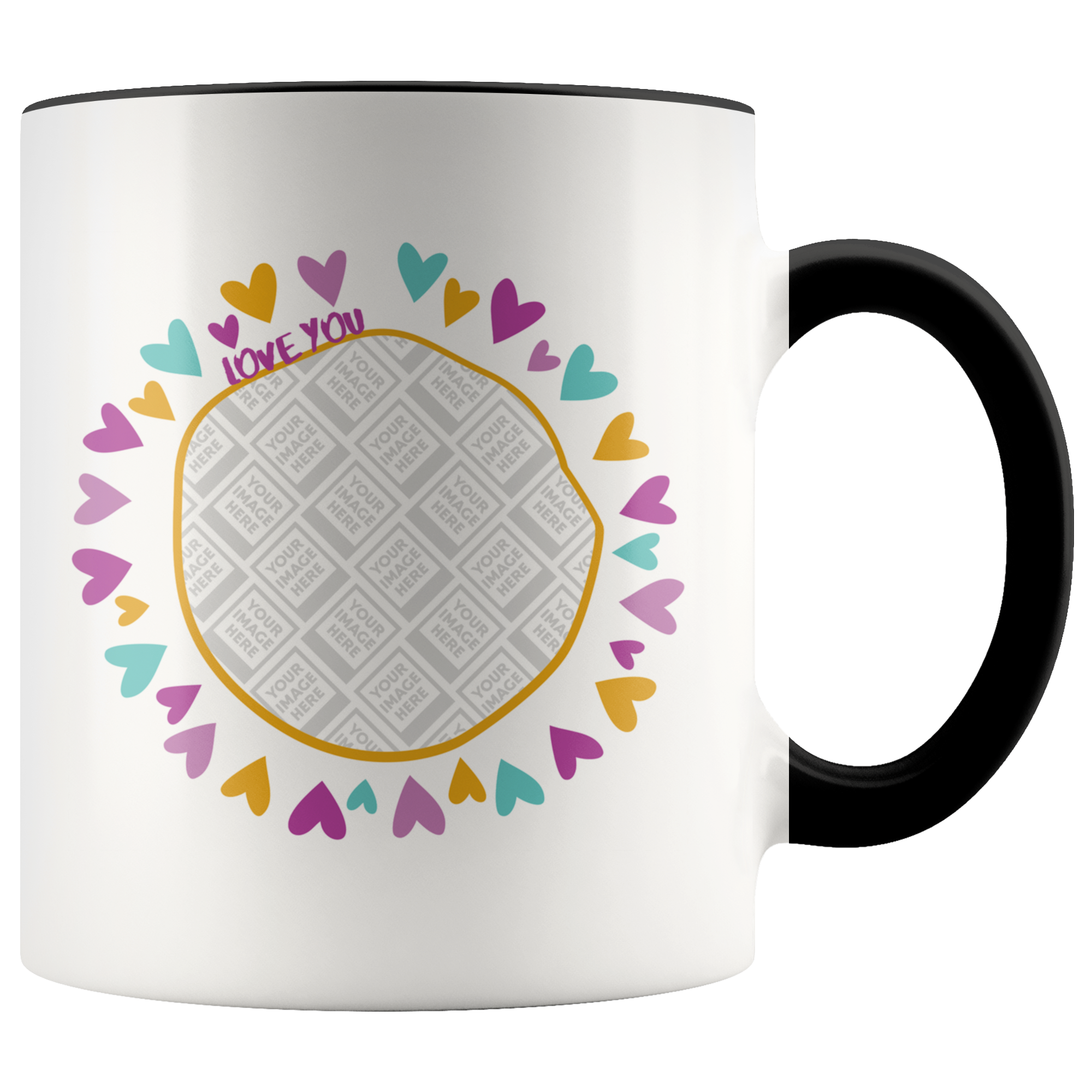 Love You Heart Circle Personalized Mug