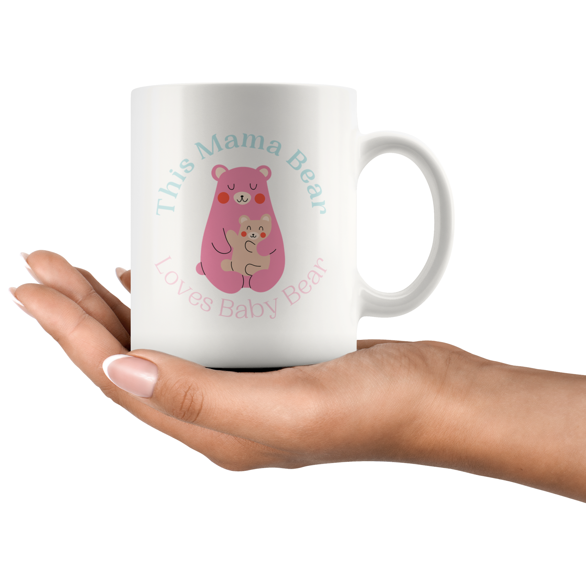 Cuddly Pastel Mommy and Baby Bear Mug Set