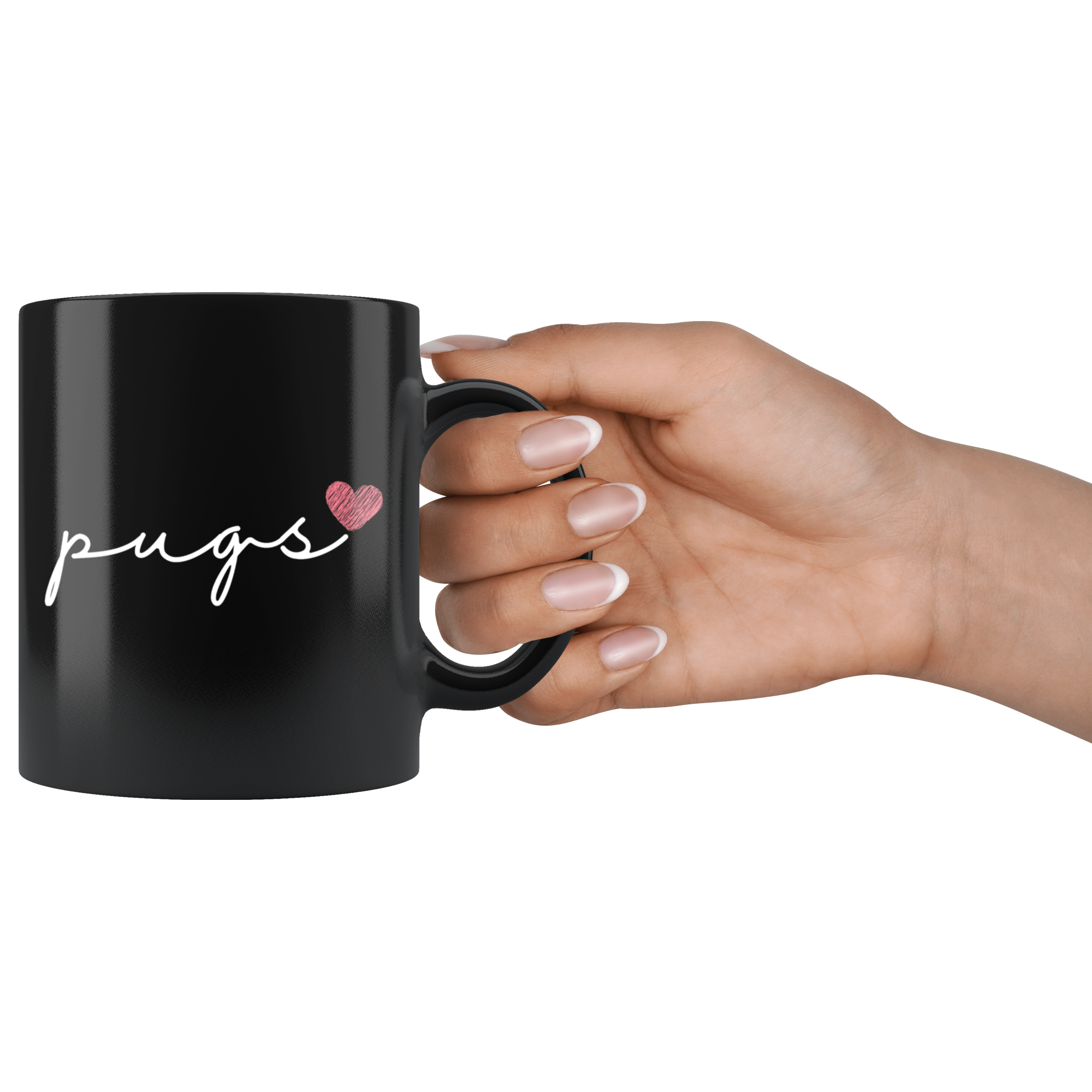 Pugs Love Cursive Mug Set