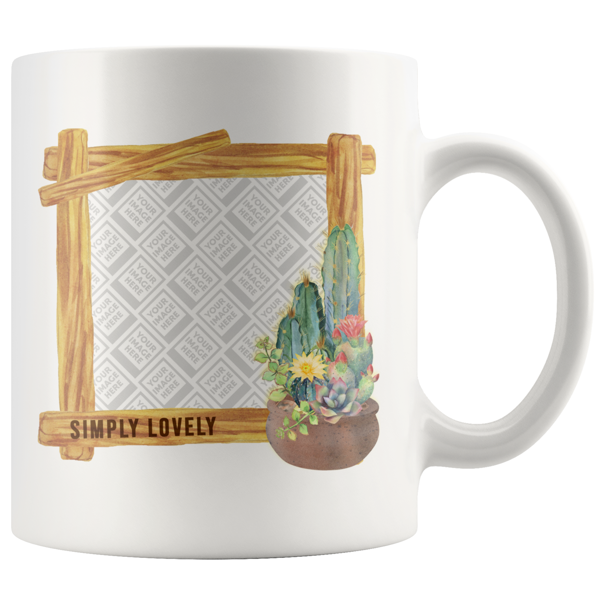 Simply Lovely Cactus Watercolor Personalized Mug