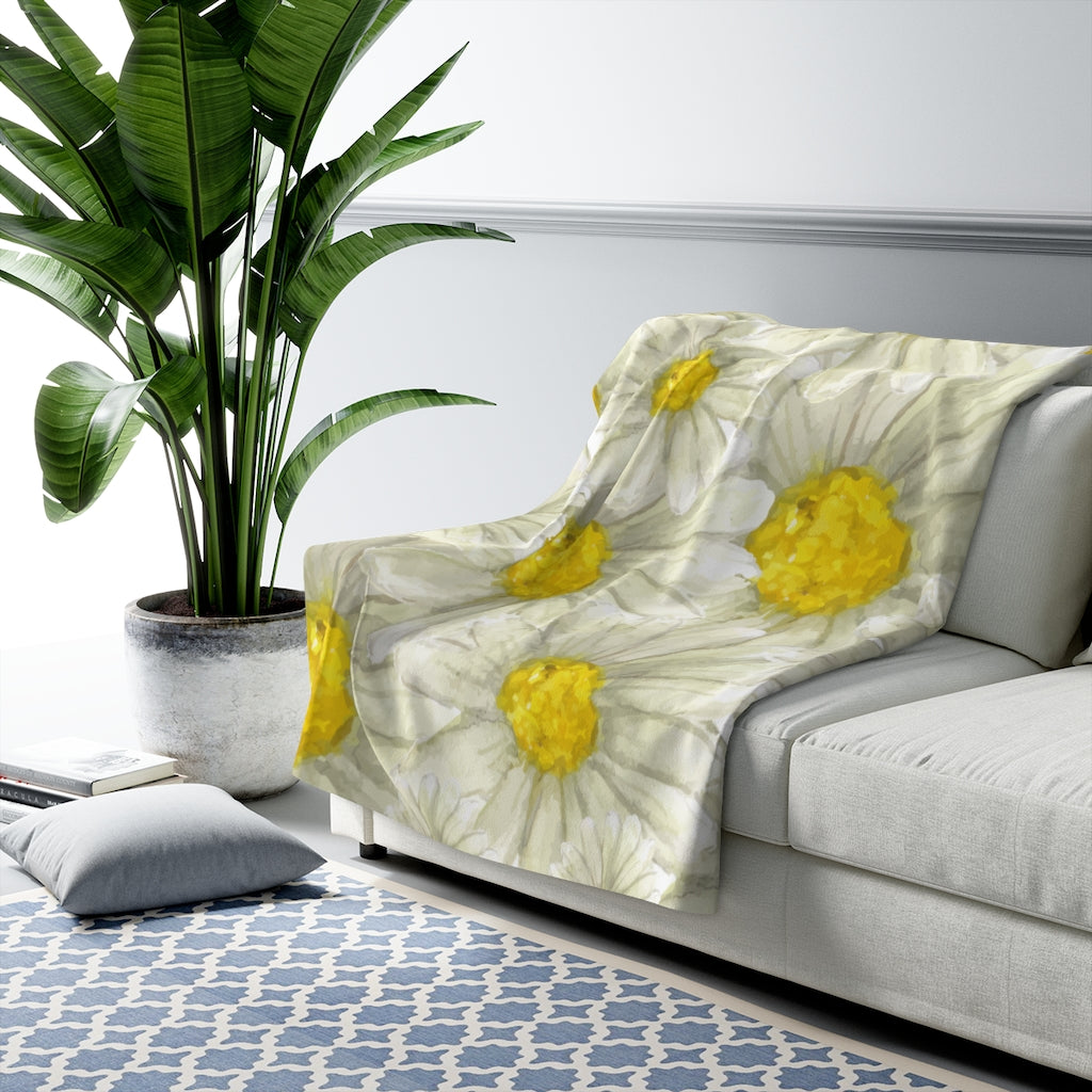 Lovely Daisies Flower Field Sherpa Fleece Blanket