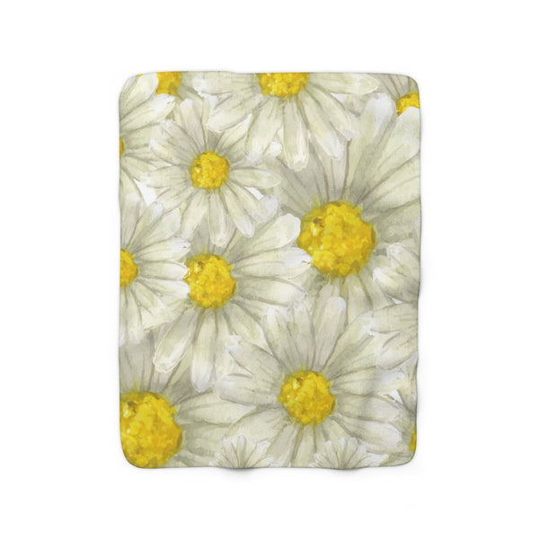 Lovely Daisies Flower Field Sherpa Fleece Blanket