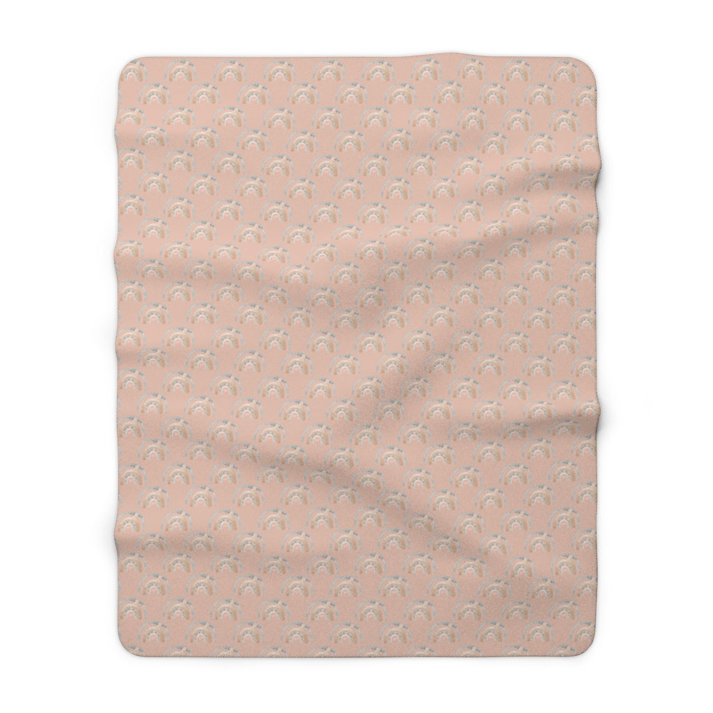 Pink Vintage Rainbow Sherpa Fleece Blanket