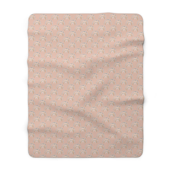 Pink Vintage Rainbow Sherpa Fleece Blanket