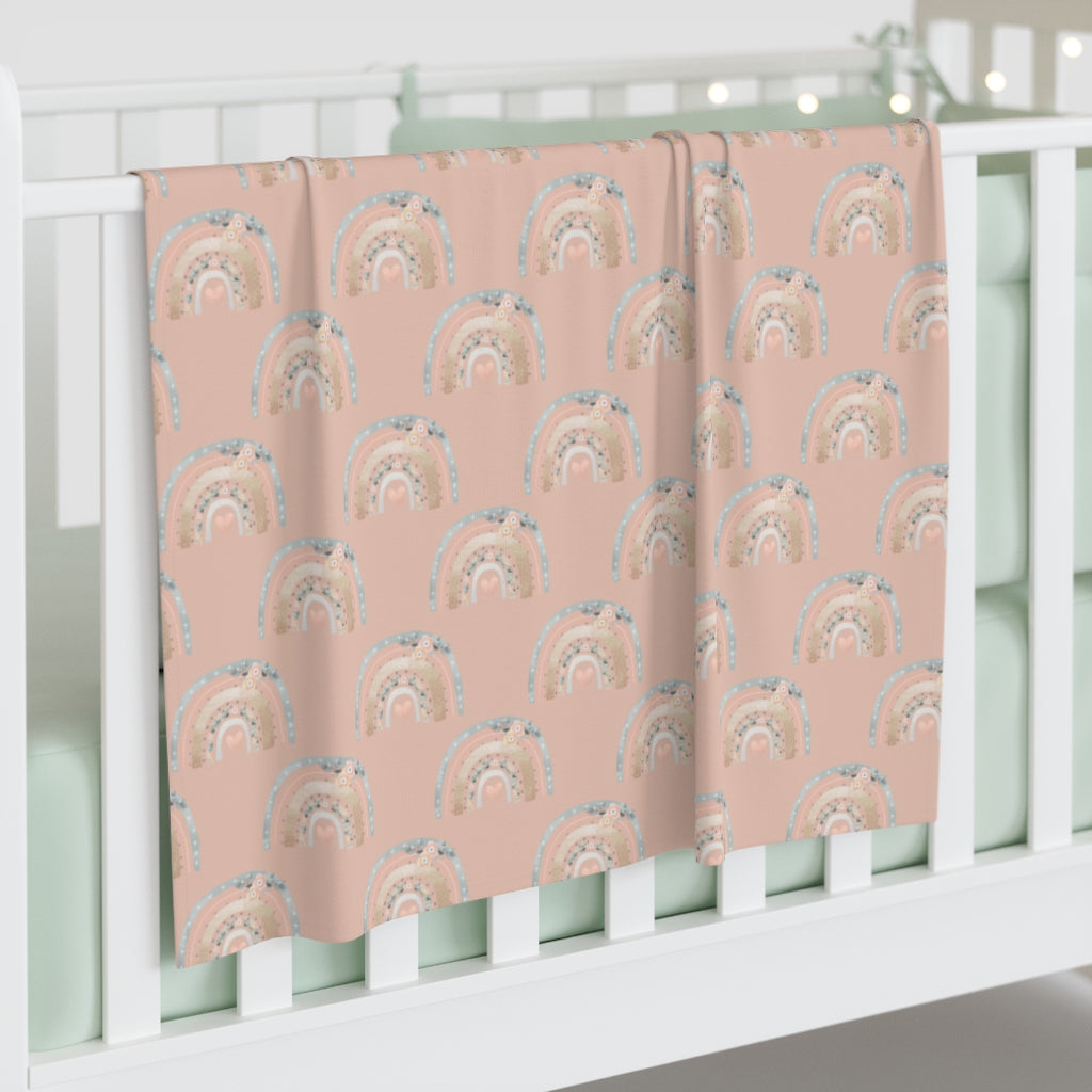 Pink Vintage Rainbow Flowers Baby Swaddle Blanket