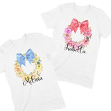 Load image into Gallery viewer, Watercolor Floral Wreath with Bow Personalized T-Shirt
