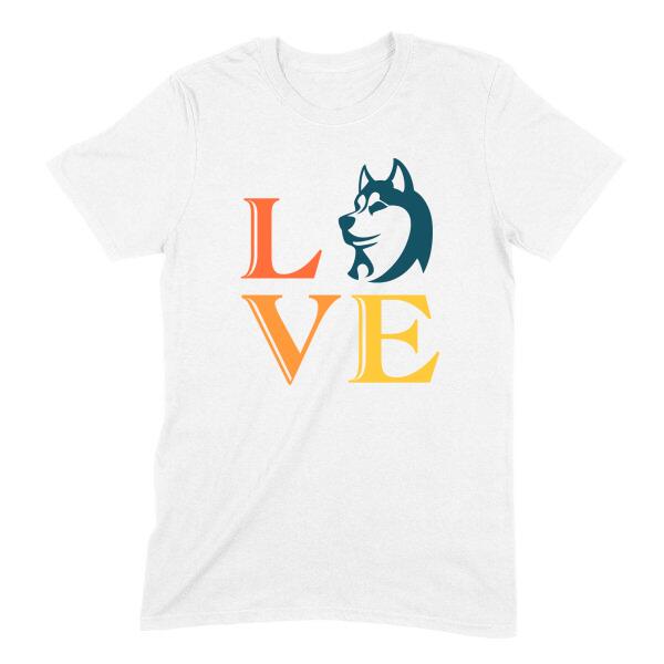LOVE My Husky Puppy Dog Personalized Color T-Shirt