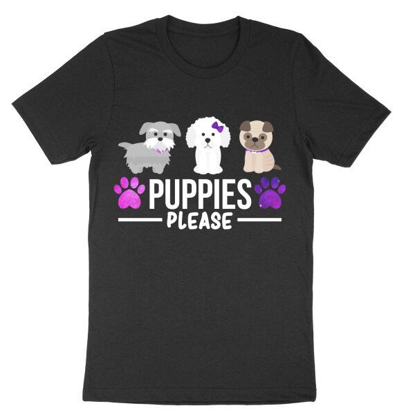 Puppies Please Cute Accent Color Personalized T-Shirt