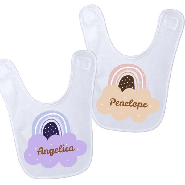 Pastel Rainbow Cute Personalized Baby Bib Main image