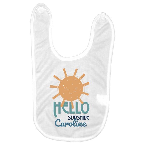 Hello Sunshine Cute Personalized Name Baby Bib