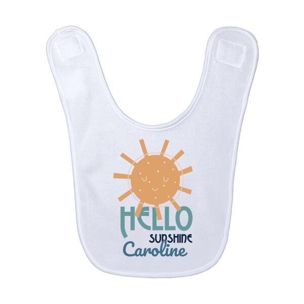 Hello Sunshine Cute Personalized Name Baby Bib