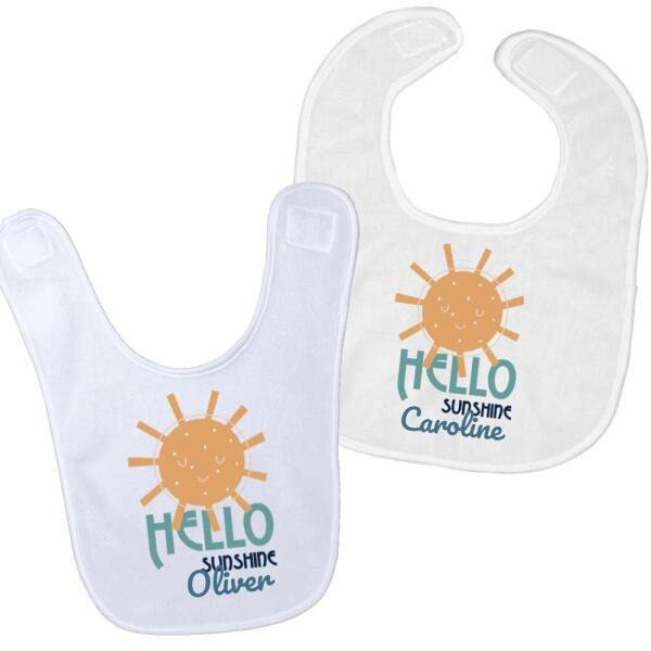 Hello Sunshine Cute Personalized Name Baby Bib Main image