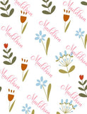 Load image into Gallery viewer, Dainty Flowers Personalized Baby Name Swaddle Blanket