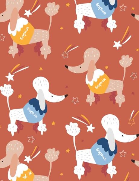 Poodles and Stars Personalized Baby Swaddle Blanket
