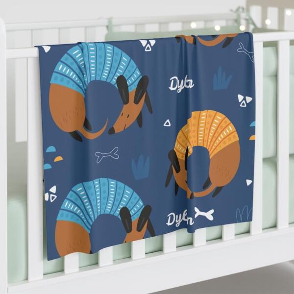 Dogs and Puppy At Play Personalized Baby Swaddle Blanket Main image