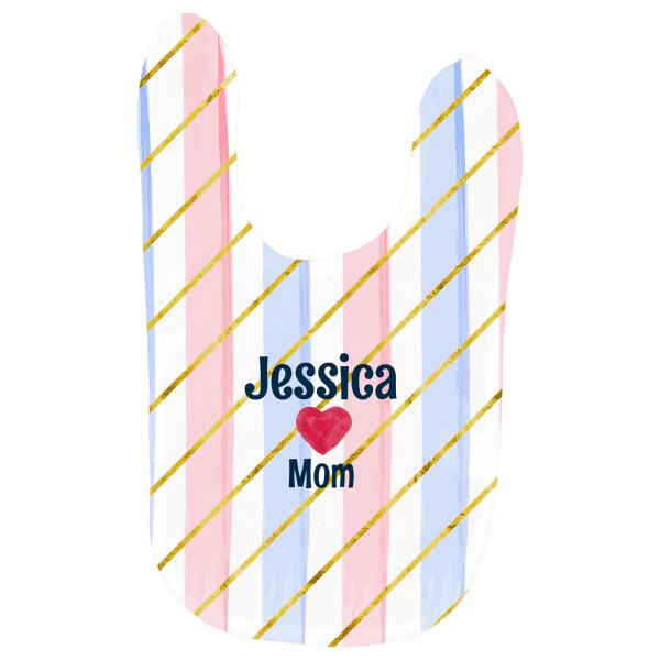 Pastel & Glitter Love Tagline Personalized Baby Bib