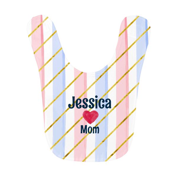 Pastel & Glitter Love Tagline Personalized Baby Bib
