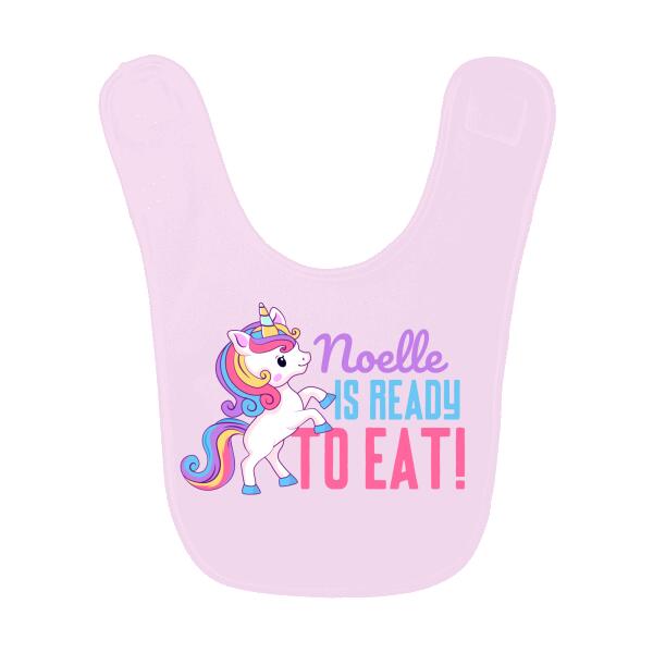 Cute Unicorn Ready To Eat Personalized Baby Bib