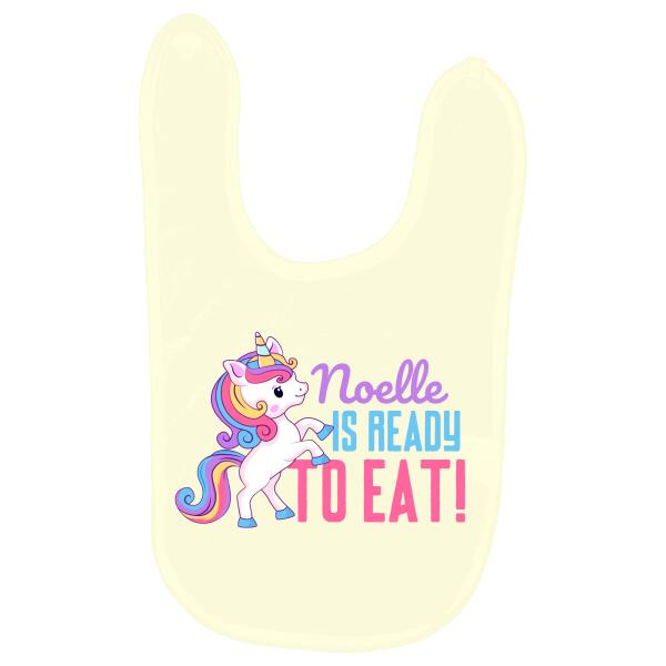 Cute Unicorn Ready To Eat Personalized Baby Bib