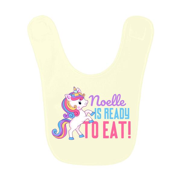 Cute Unicorn Ready To Eat Personalized Baby Bib