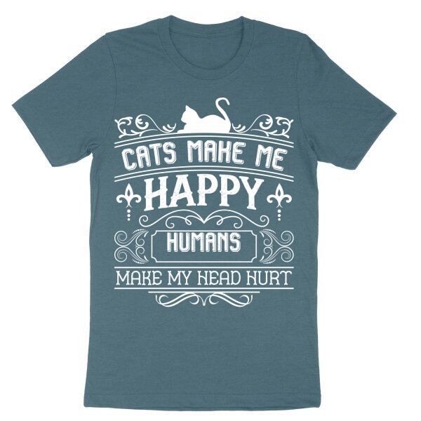 Cats Make Me Happy Personalized Headache T-Shirt Secondary image