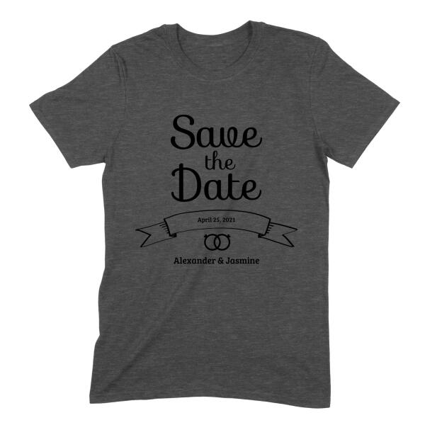 Save the Date Banner & Rings Personalized Wedding T-Shirt
