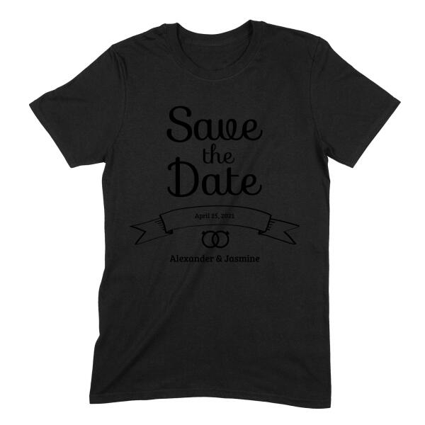 Save the Date Banner & Rings Personalized Wedding T-Shirt