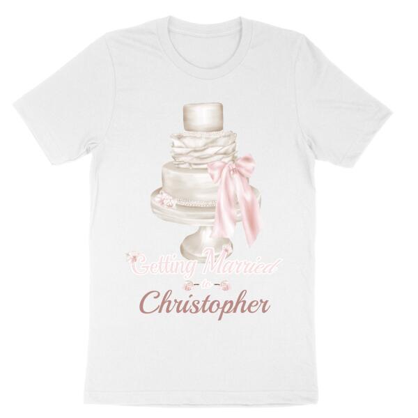 Pink Iris Boho Wedding Cake Getting Married To Personalized Shirt Secondary image