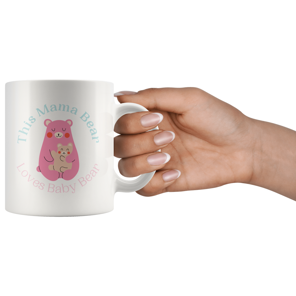 Cuddly Pastel Mommy and Baby Bear Mug Set