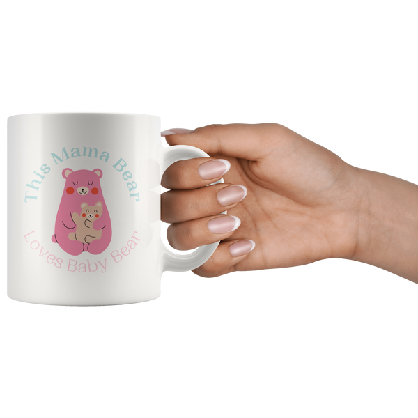 Cuddly Pastel Mommy and Baby Bear Mug Set