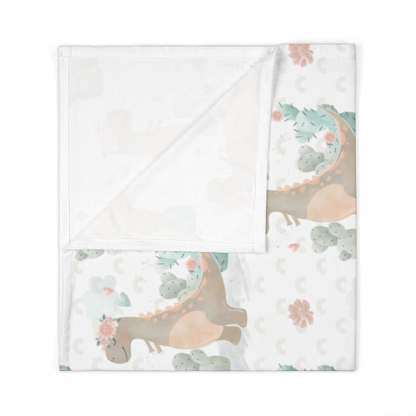 Mrs. Dinosaur Flower and Cactus Pastel Baby Swaddle Blanket