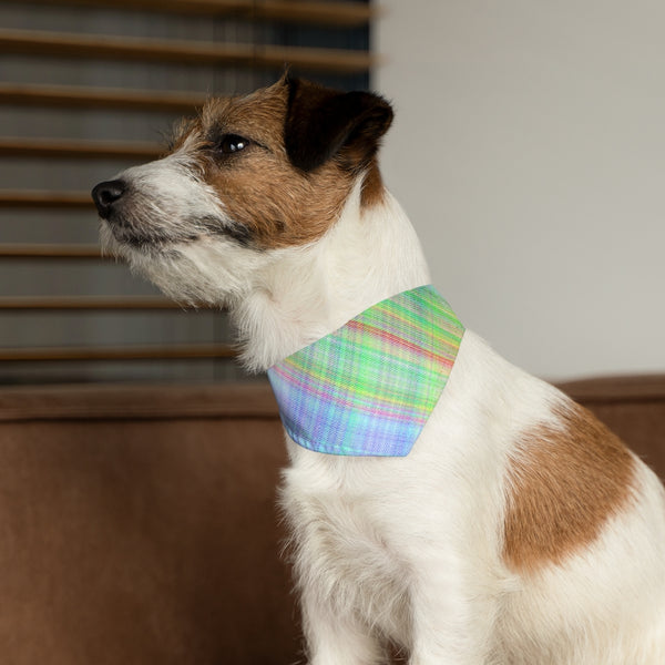 Bright Plaid Pet Bandana Collar & T-Shirt Set