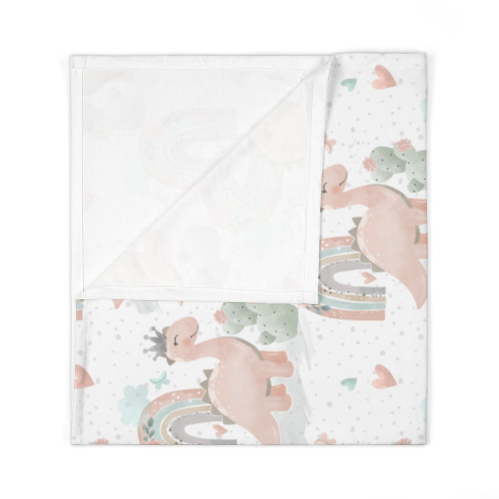 Happy Pink Dinosaur Rainbow Baby Swaddle Blanket