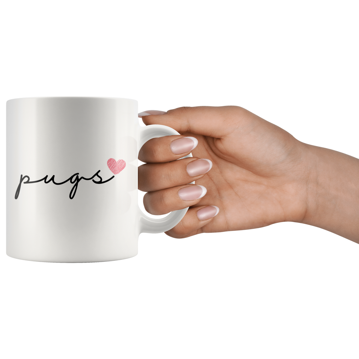 Pugs Love Cursive Mug Set