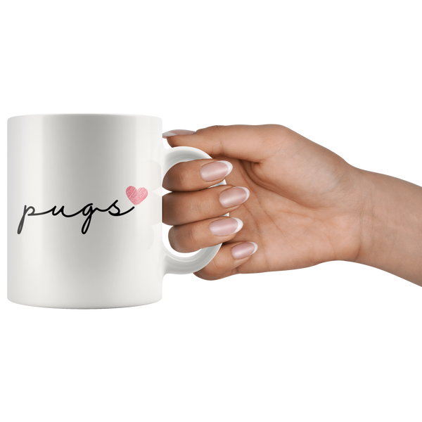 Pugs Love Cursive Mug Set
