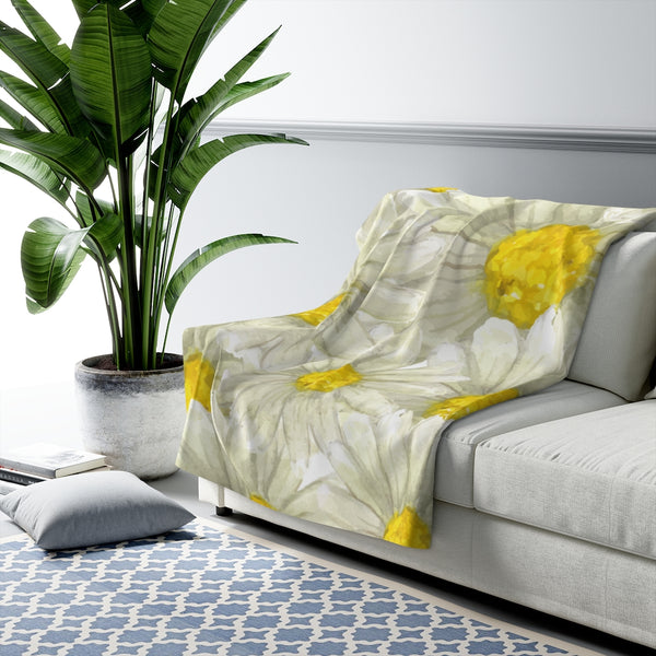 Lovely Daisies Flower Field Sherpa Fleece Blanket