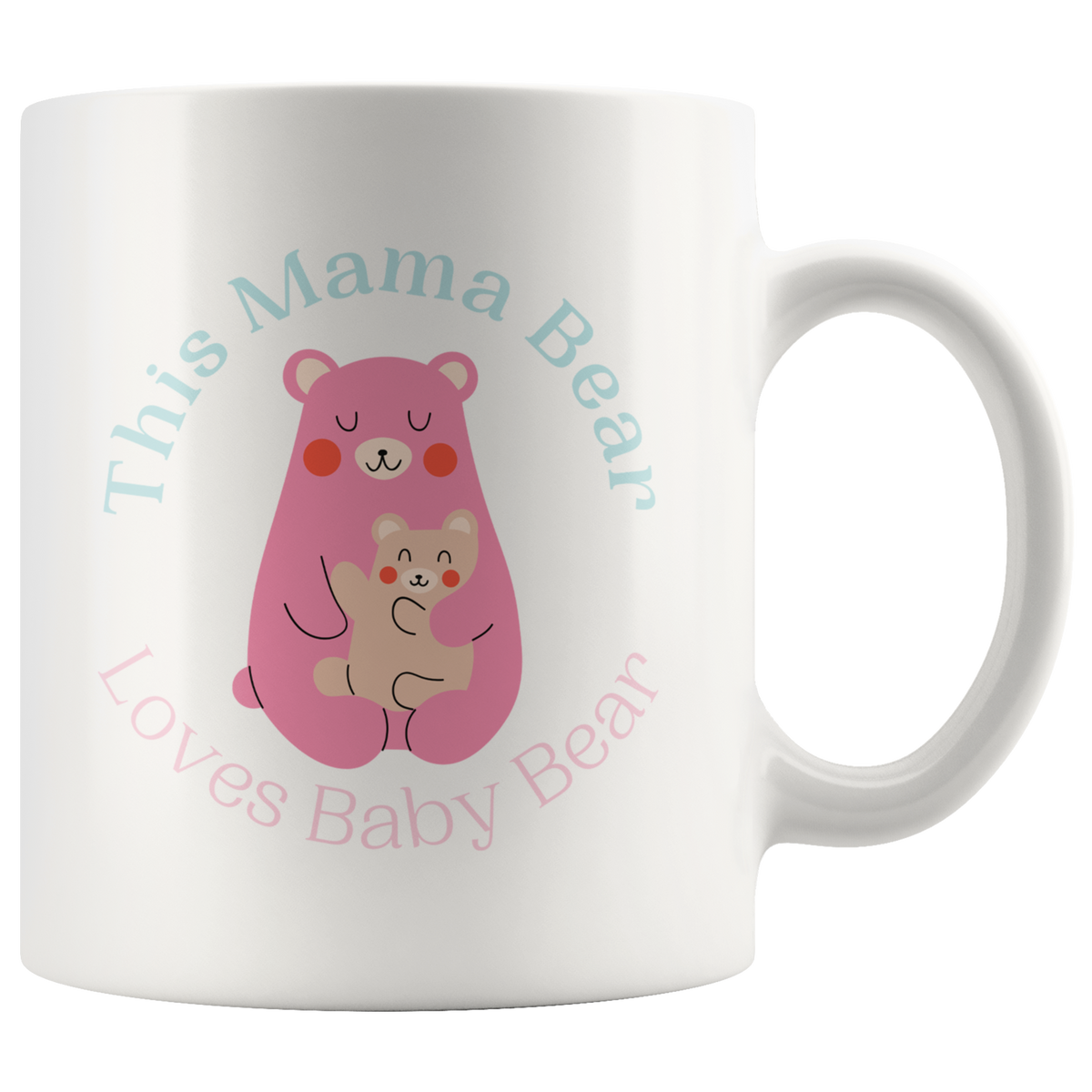 Cuddly Pastel Mommy and Baby Bear Mug Set