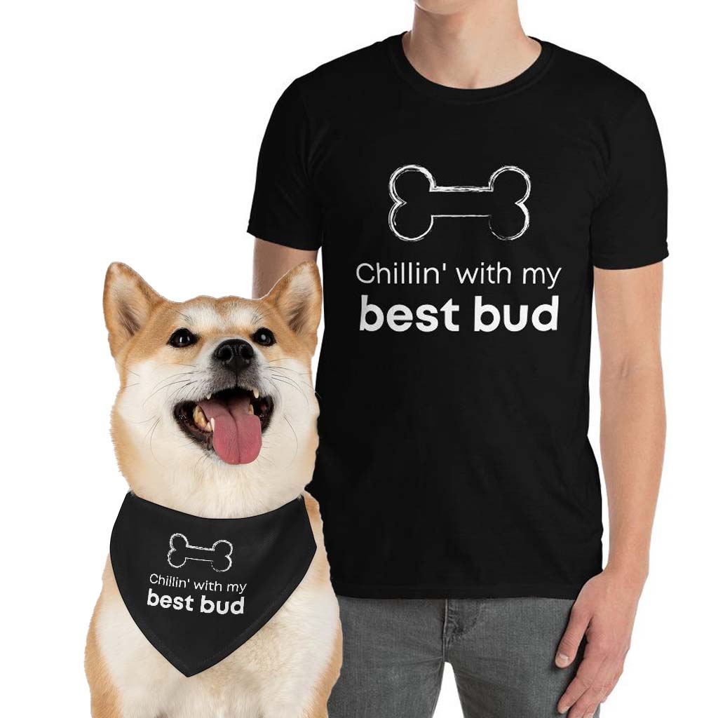 Chillin' With My Best Bud Pet Bandana Collar & T-Shirt Set Main image