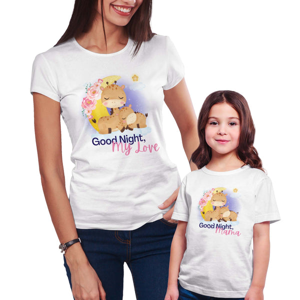 Good Night, Mama Good Night My Love Cute Giraffe Pajama Shirts